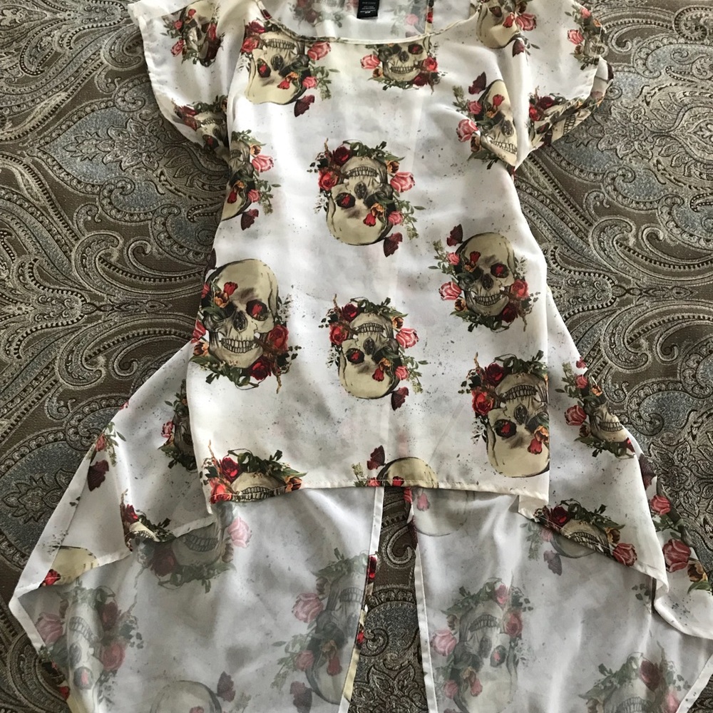 Skull & Roses sheer Tunic/Top/Blouse
